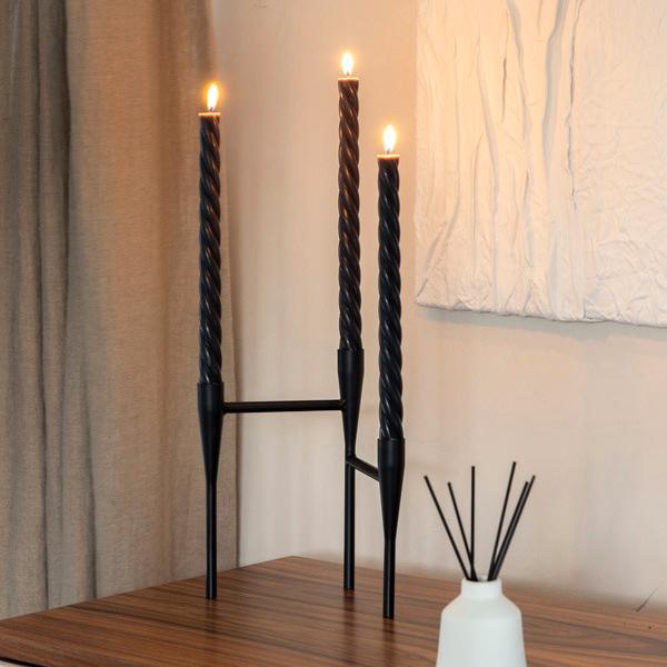 Gusta Swirl Dinerkaarsen 20cm zwart /3