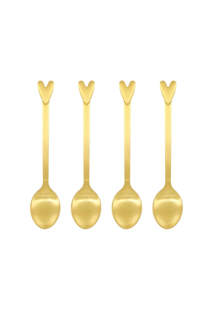 Zusss 4 lepeltjes hartje goud