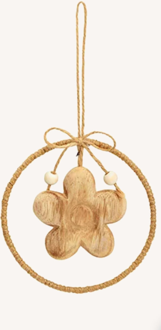 Hanger Bloem paulowniahout naturel 11x11 cm