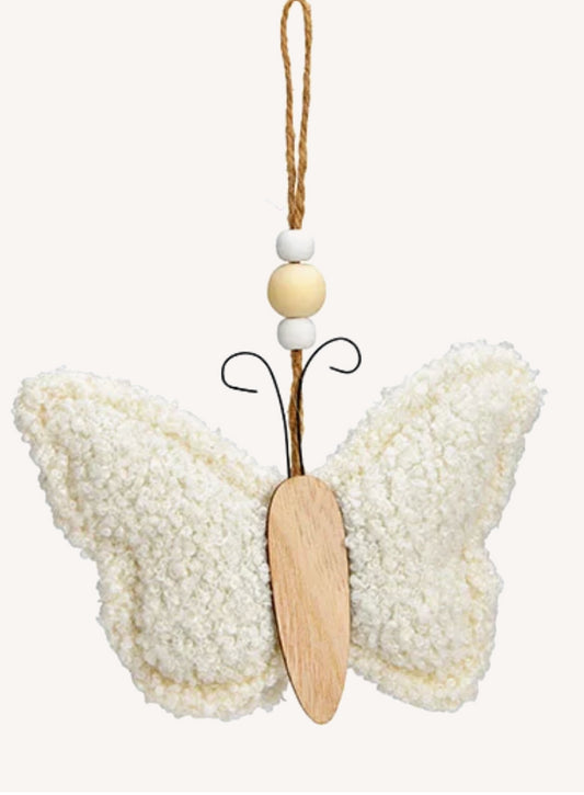 Hanger Vlinder Sherpa Wit 14x10x3cm