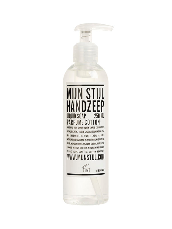 Mijn Stijl-Handzeep Transparant-Parfum Cotton 250 ml (wit etiket)