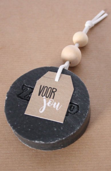 Zeepje zwart wit incl. tekstlabel