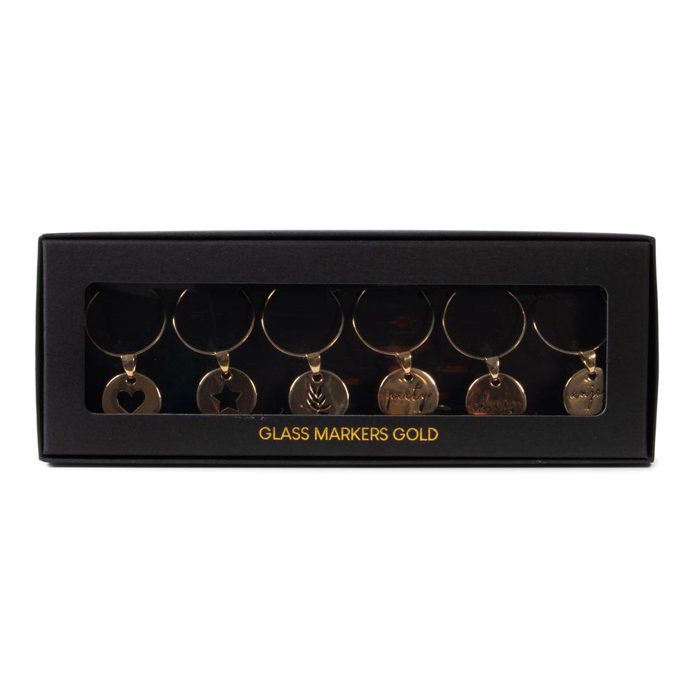 Jens Living Glasmarkers Goud/set van 6