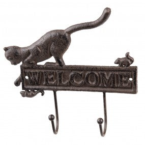 Wandhaak Kat 22x5x20 cm Bruin Ijzer Kapstok