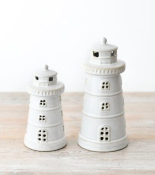 LED Vuurtoren Wit Keramiek 22 cm