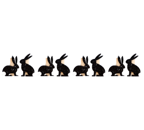 Houten Knijpers met zwart & glitter "Black Bunny" 8 stuks