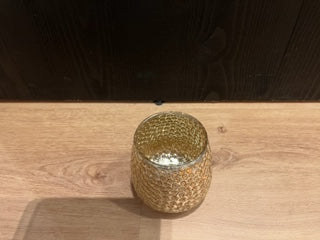 Glas Goud-wit voor T-lichtje 10 cm