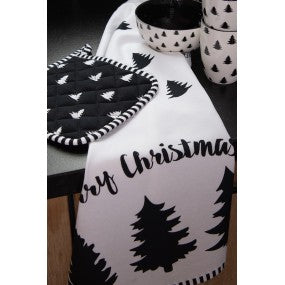 Pannenlap 20x20 cm Zwart Wit Kerstboom