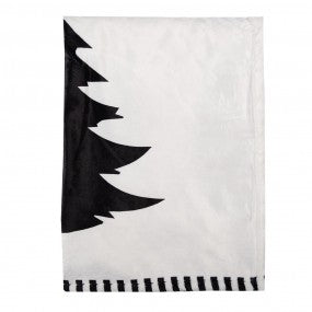 Plaid wit zwart polyester kerstbomen 130x170 cm