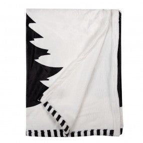 Plaid wit zwart polyester kerstbomen 130x170 cm