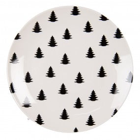 Beige Zwart Porselein Kerstboom Ontbijtbord Ø 20 cm