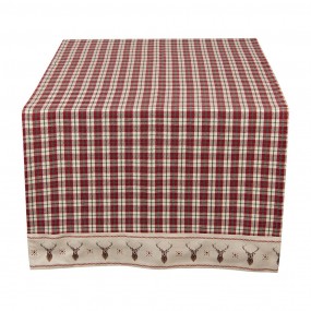 Tafelloper 50x140 cm Beige Rood Ruit Hert