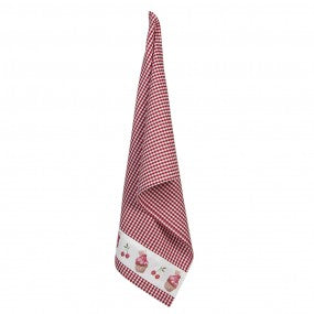 Theedoek 50x70 cm Rood Wit Cupcakes