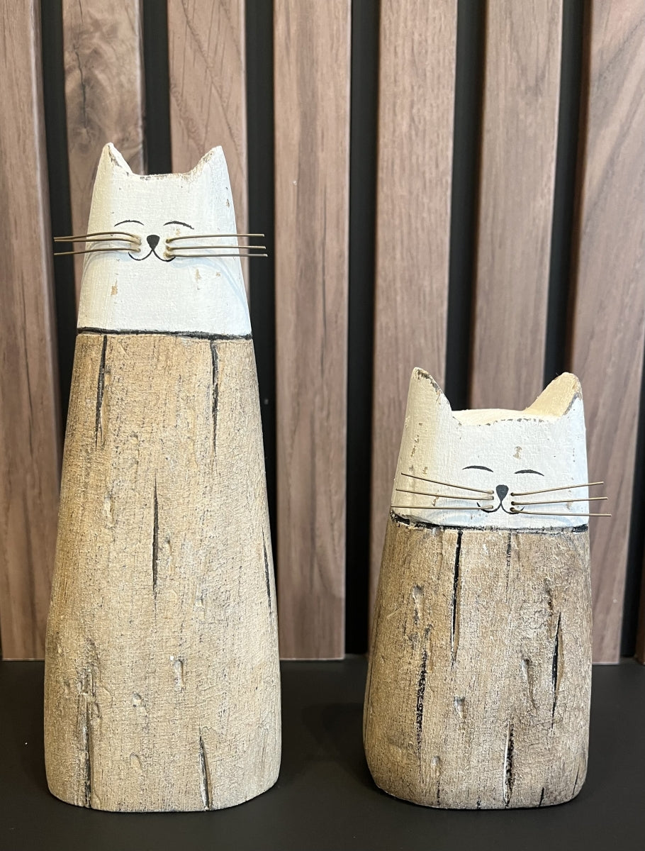 Deco Poes wit/naturel hout 8x6x20 cm groot