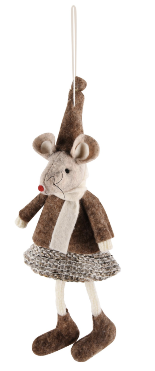 Hanger muisje stof jongen 5x5x15cm