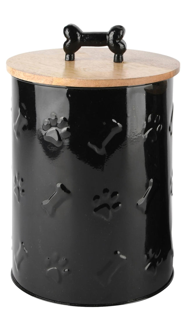 Bewaarpot 'Doggy' zwart hout/metaal 13x13x19 cm SMALL