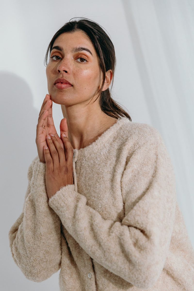 Alice et Maman- Gebreide Vest bouclé latté