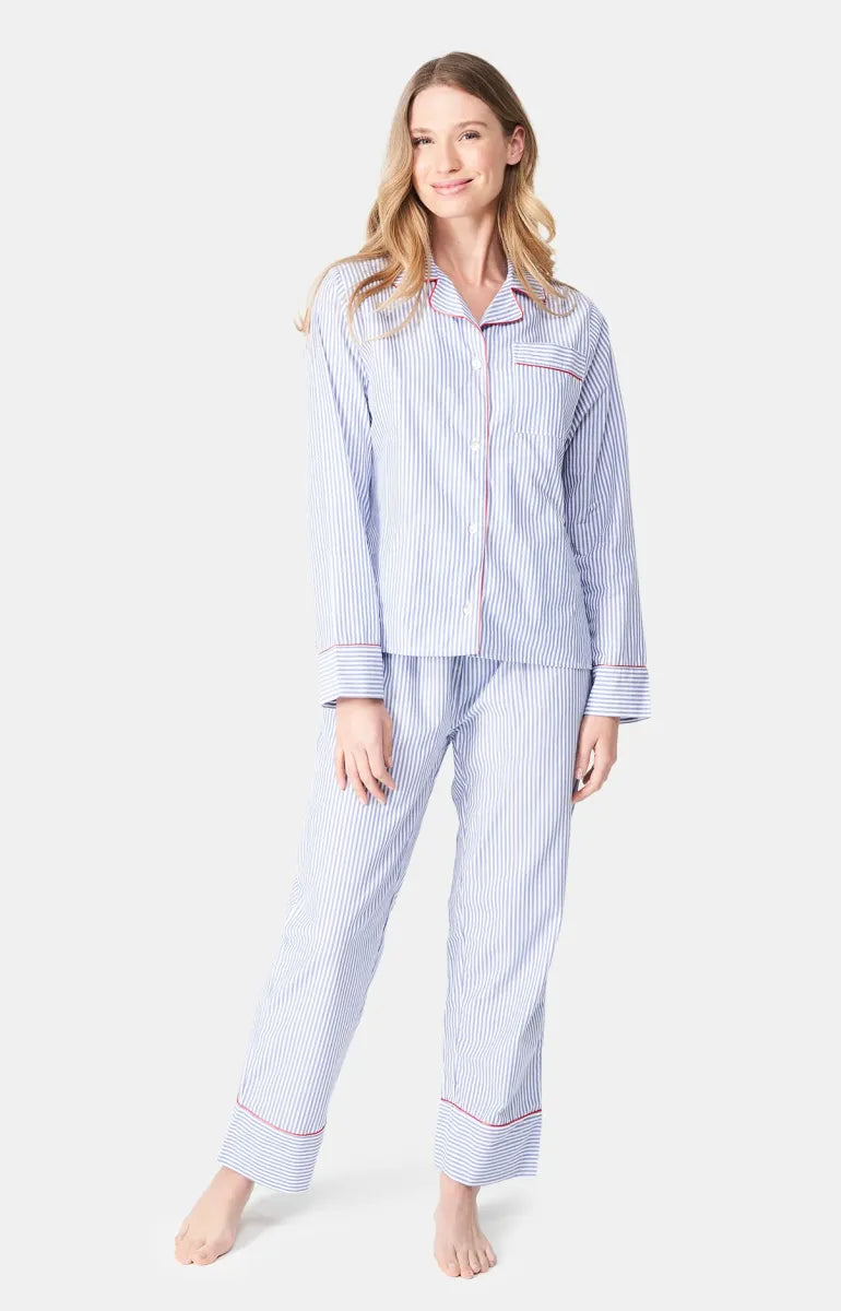 Arthur- Dames Pyjama Blauw gestreept Lange Mouw