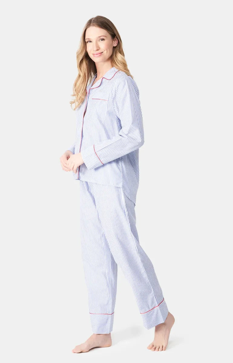 Arthur- Dames Pyjama Blauw gestreept Lange Mouw
