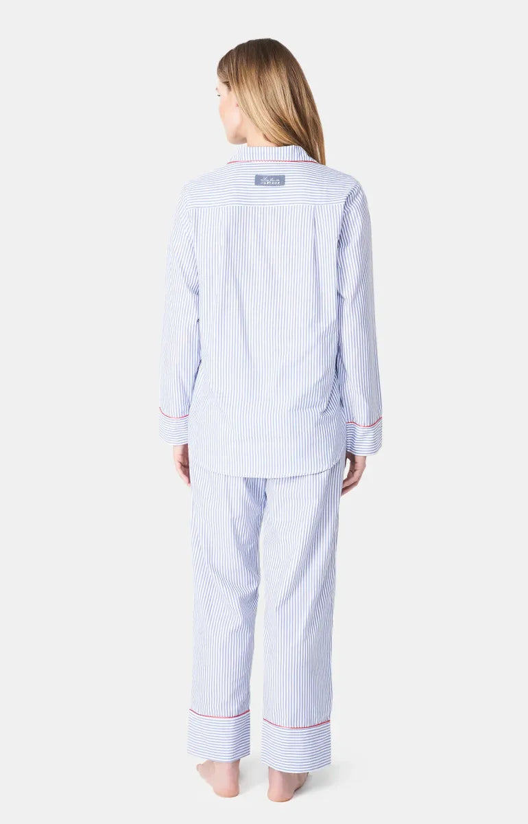 Arthur- Dames Pyjama Blauw gestreept Lange Mouw