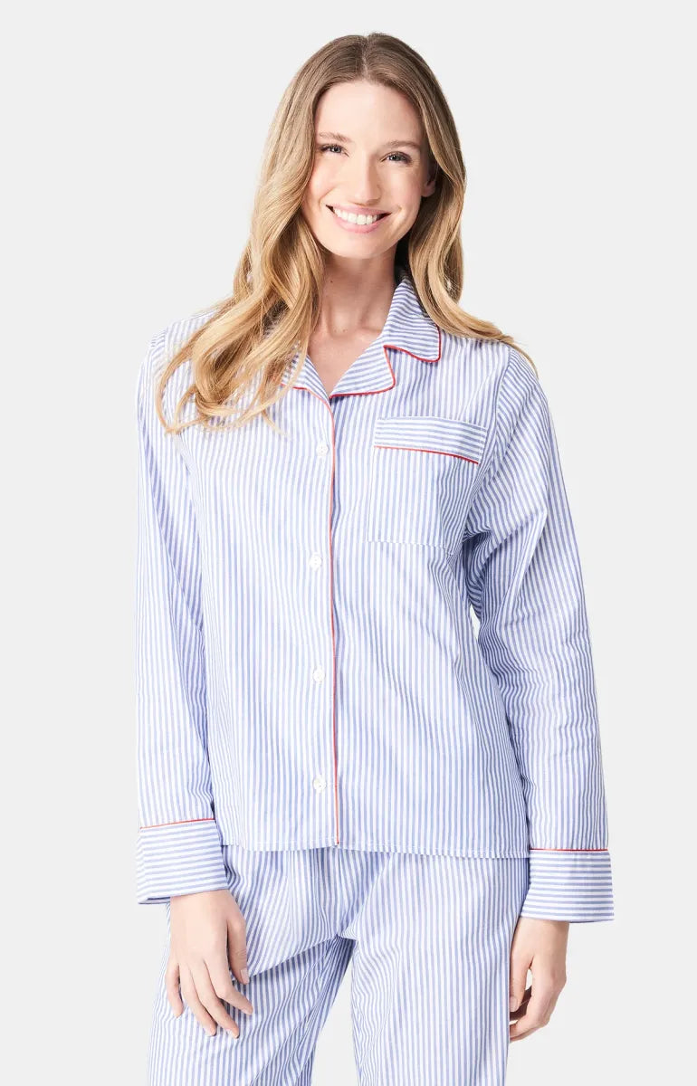 Arthur- Dames Pyjama Blauw gestreept Lange Mouw