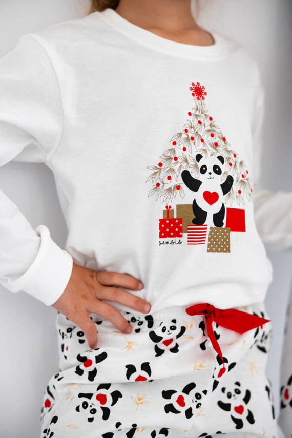 Sensis Meisjes Pyjama Pandaprint 7-8 jaar