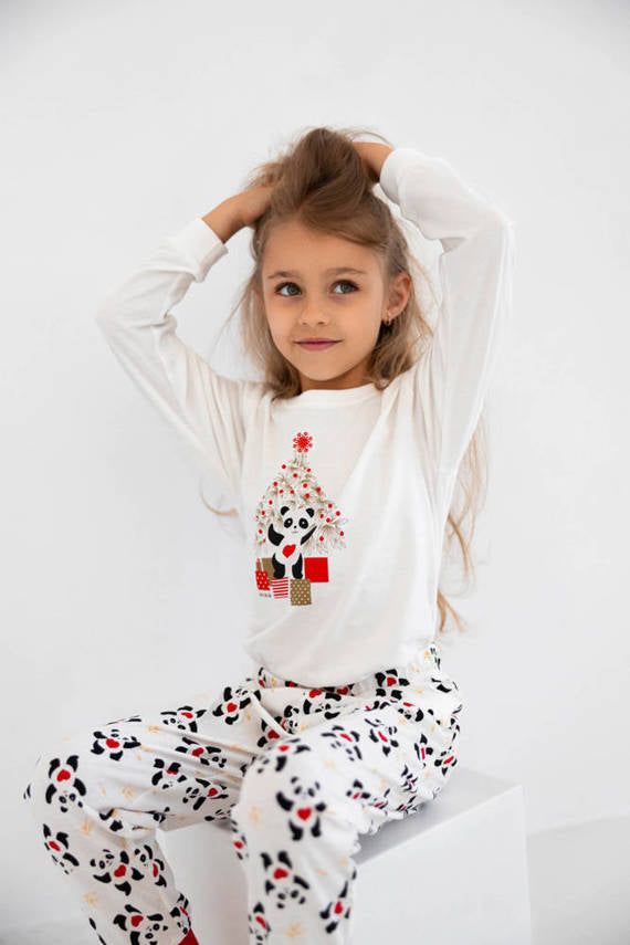 Sensis Meisjes Pyjama Pandaprint 7-8 jaar
