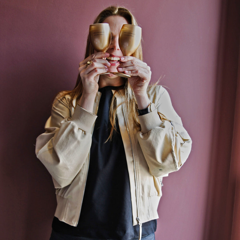 SOJAKAARS WIJNGLAS goud - VINO VIBES