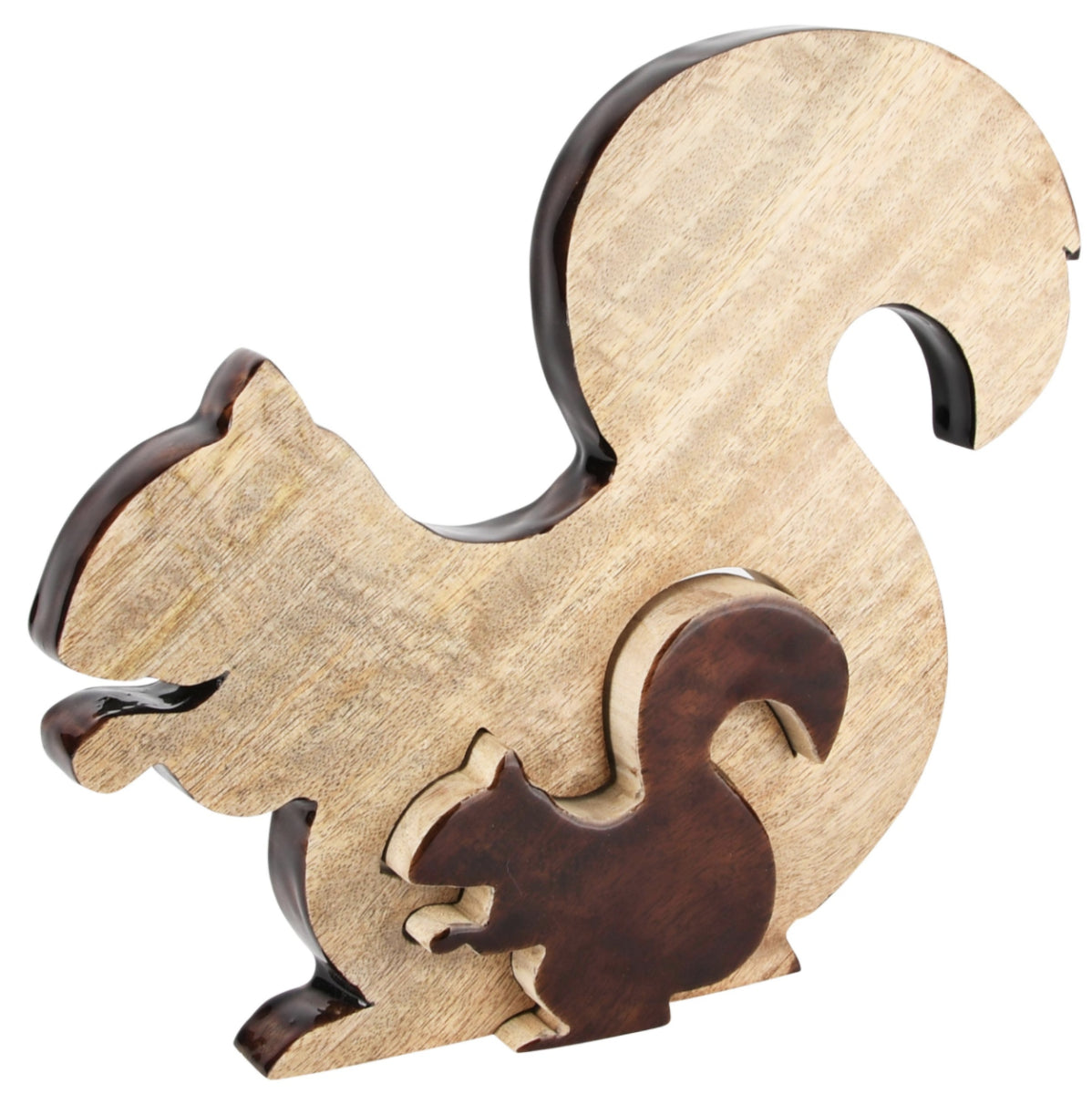 Deco Eekhoorn puzzel naturel/bruin, hout, 27x24x3cm