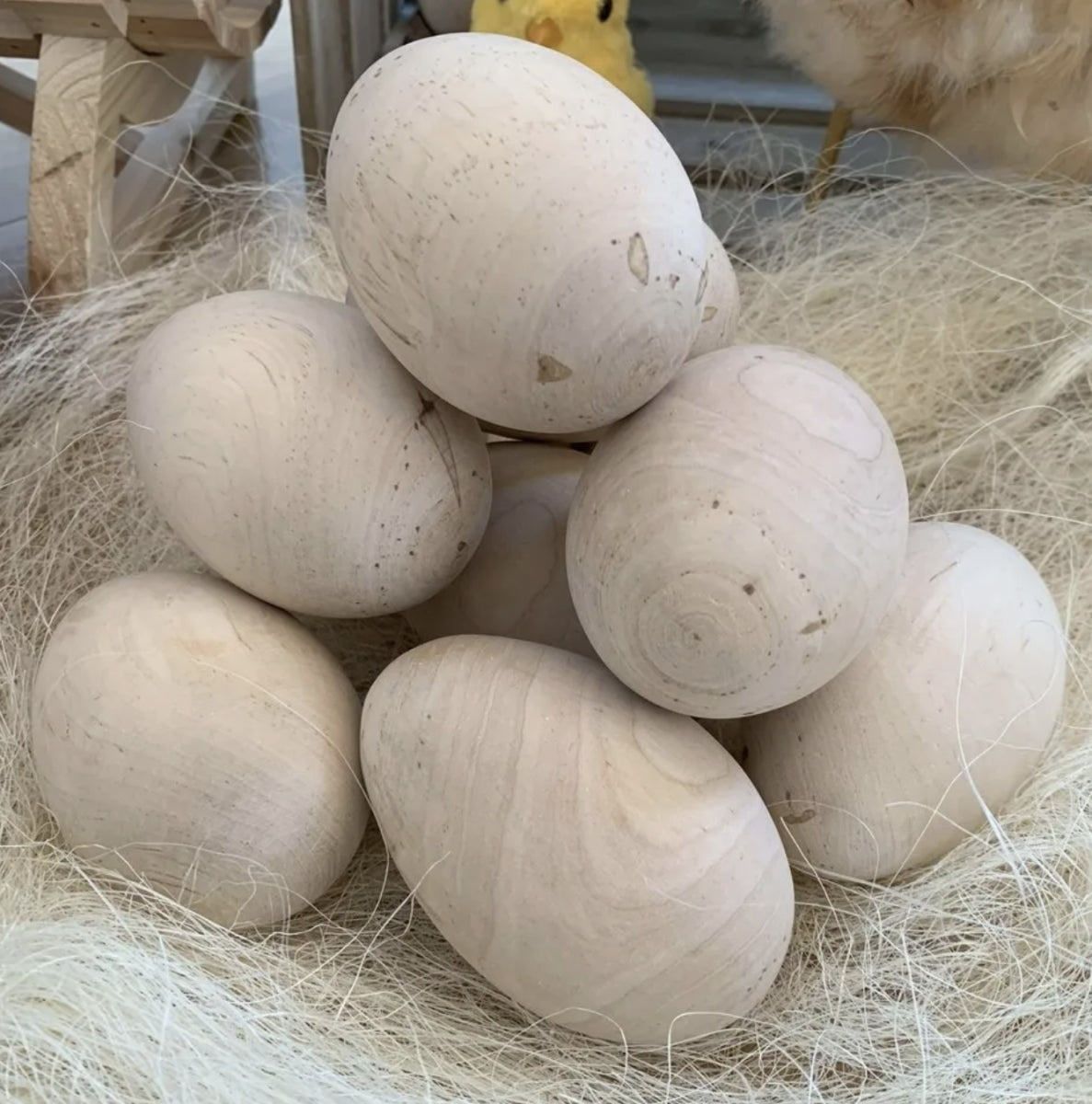 Houten ei natuurlijk H 10 cm