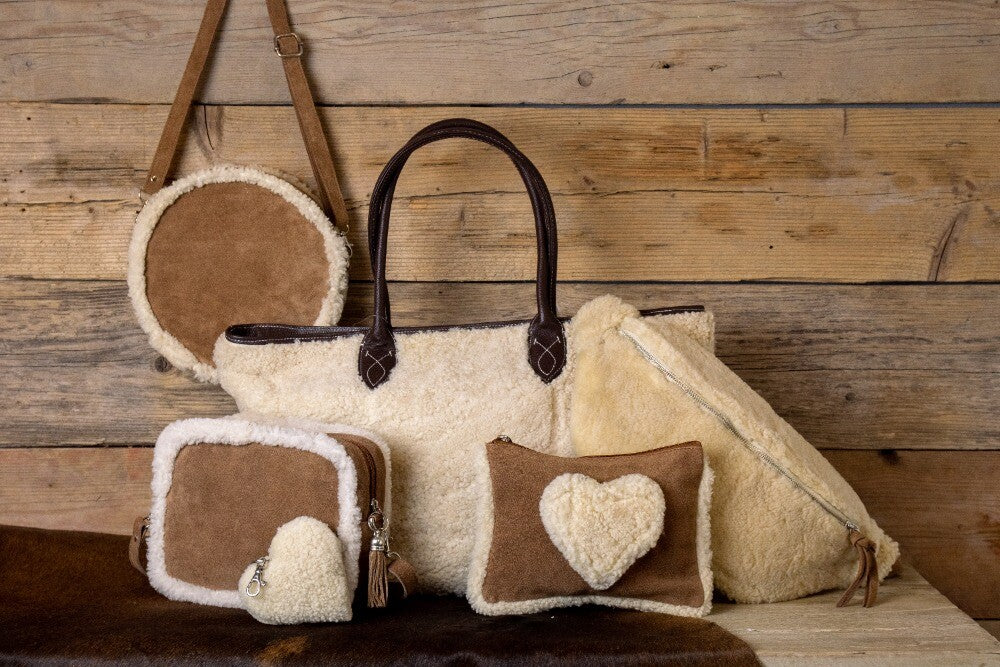 Schaap wit bruin etui-make-up tas