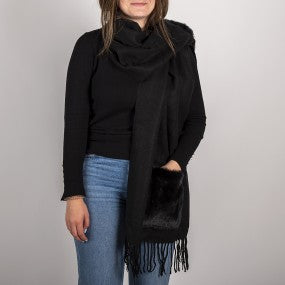 Wintersjaal Zwart met zakken 55x180 cm