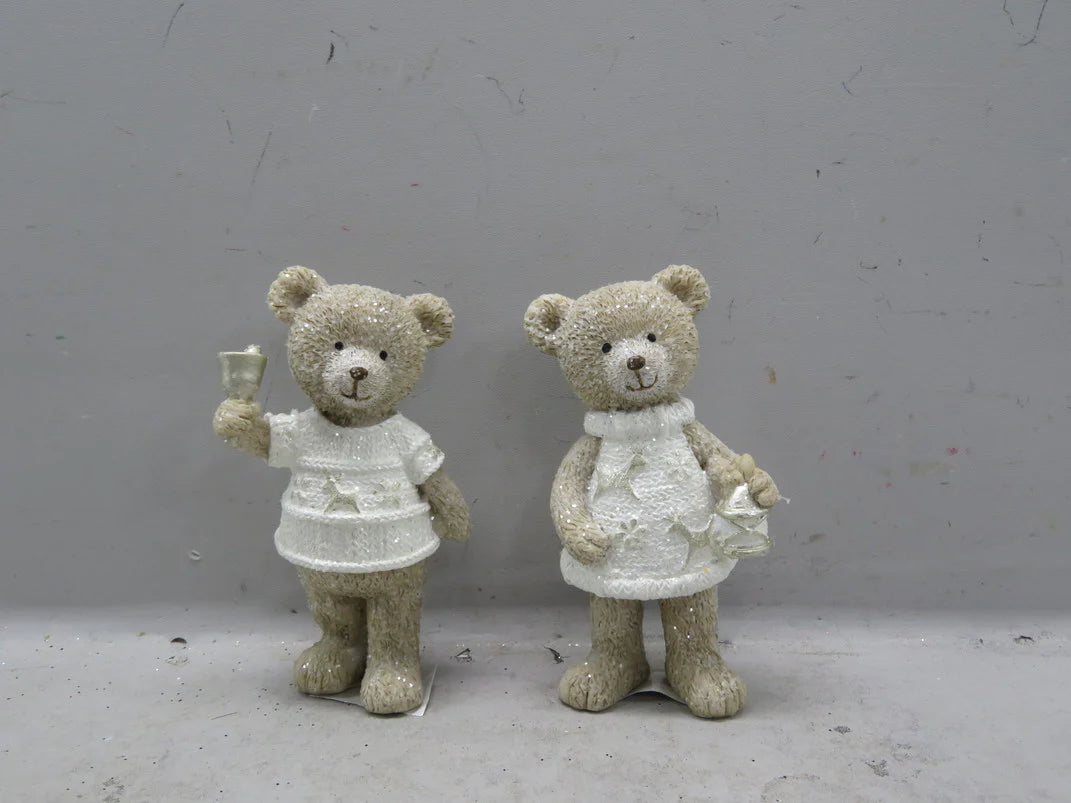 Staand Beertje met bel in hand 10,5 cm