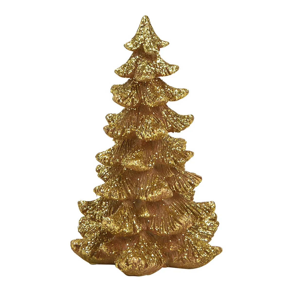 Kerstboom van poly goud 10x16x10cm