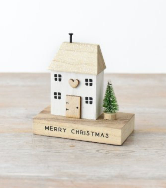 Kerstmis Huisje H 12 cm wit
