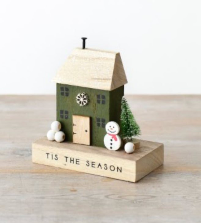 Kerstmis Huisje H 12 cm groen