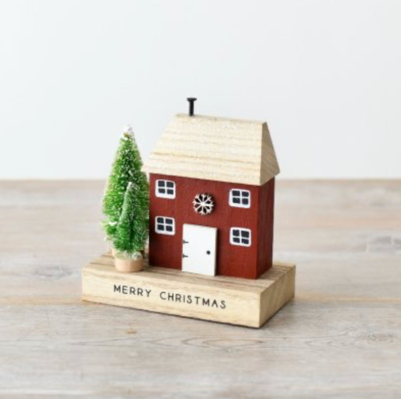 Kerstmis Huisje H 12 cm rood