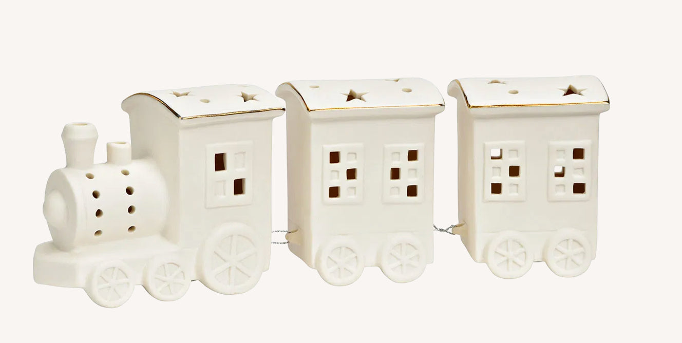 Kersttrein wit LED 25x9x6cm