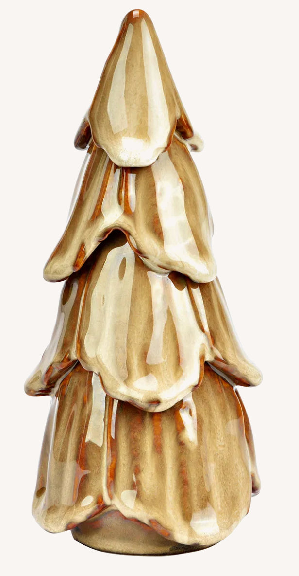 Keramische Kerstboom bruin 8x18x8 cm