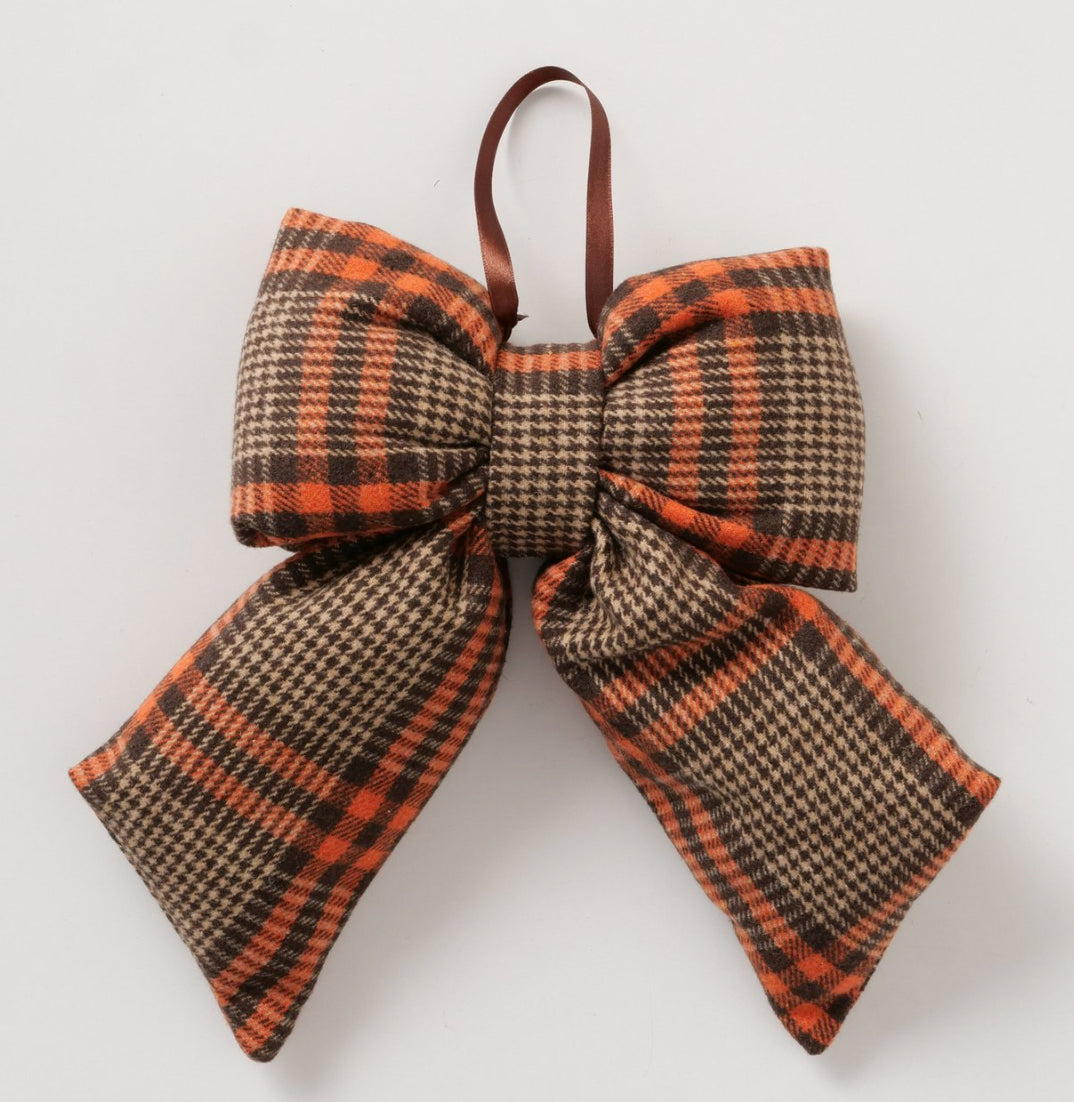 Strik Kerst Ruit Bruin/oranje L29cm