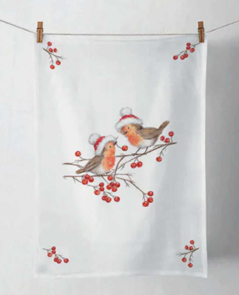 Keukendoek Roodborstjes Kerst