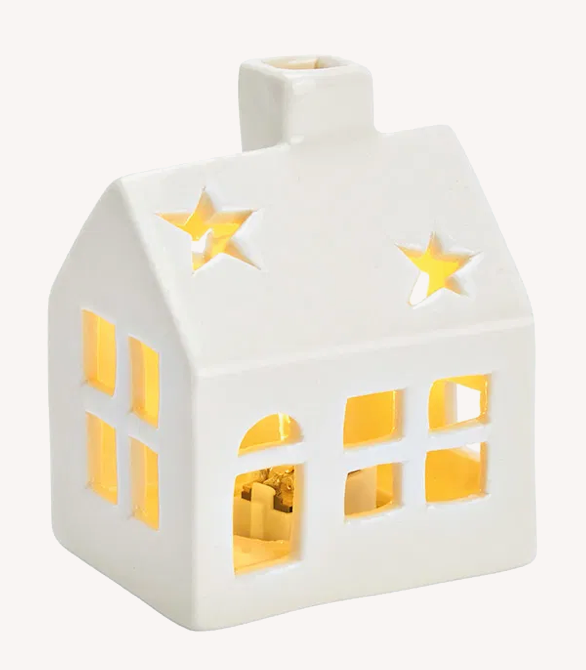 Theelichthuisje wit 5x8x5 cm