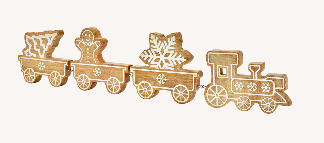 Trein kerstdecor hout 66x15x2 cm