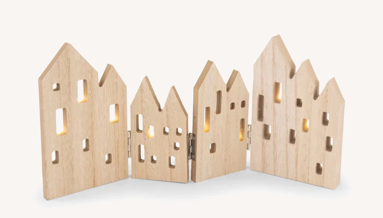 Vouwhuisjes hout 32,5x2x15cm LED timer