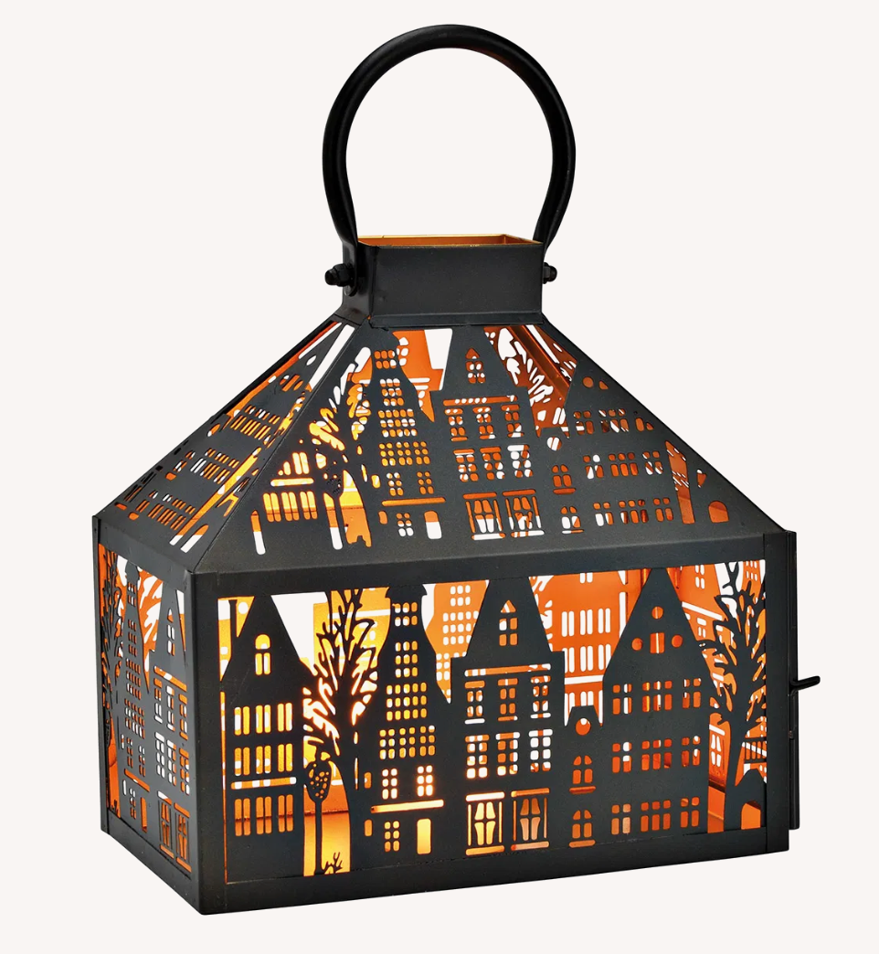 Lantaarn zwart Townhouse 25x25x14cm