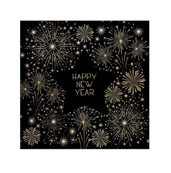 Servetten Cocktail 25x25cm Golden New Year