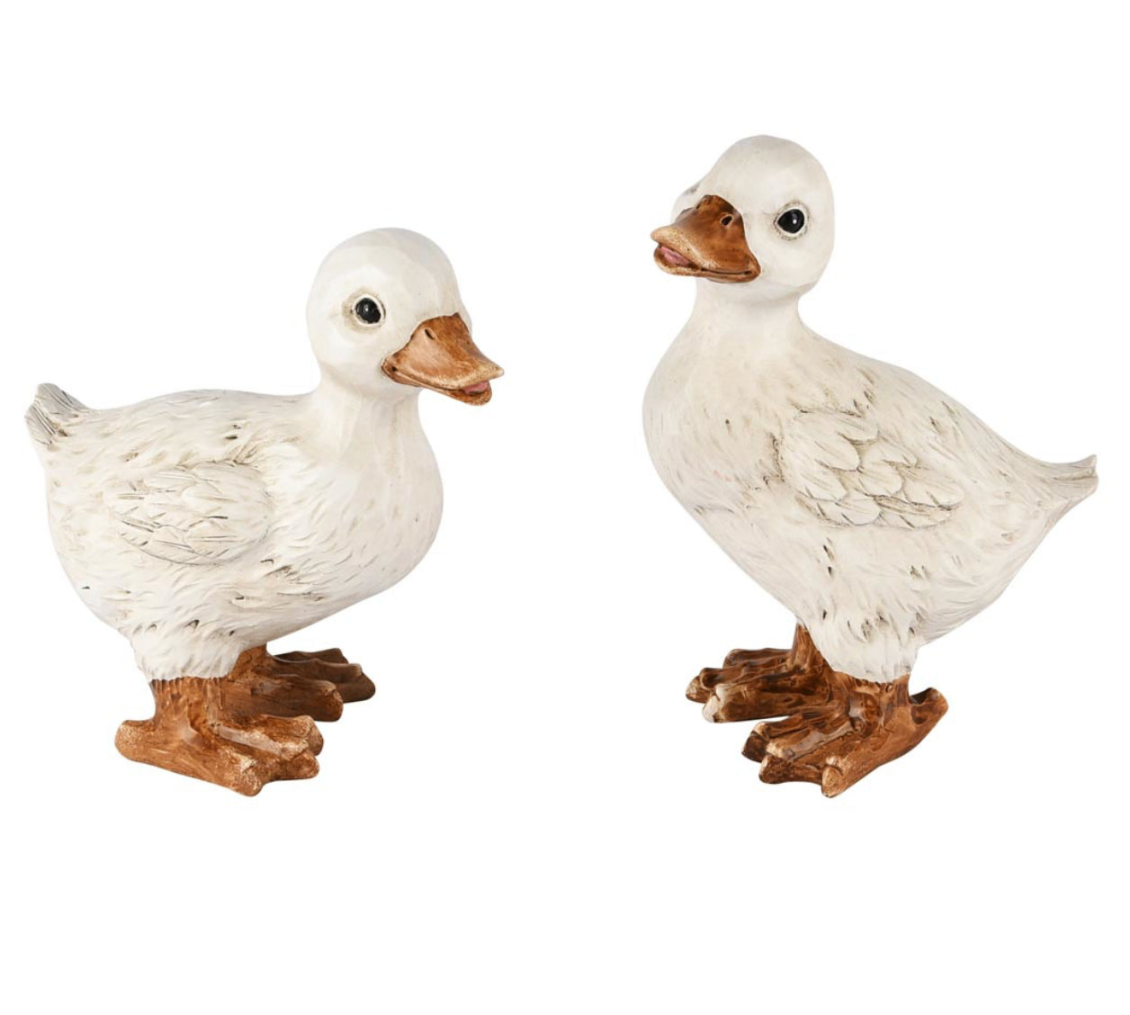 Eend staand wit resina 10x12x17 cm (klein rechts)