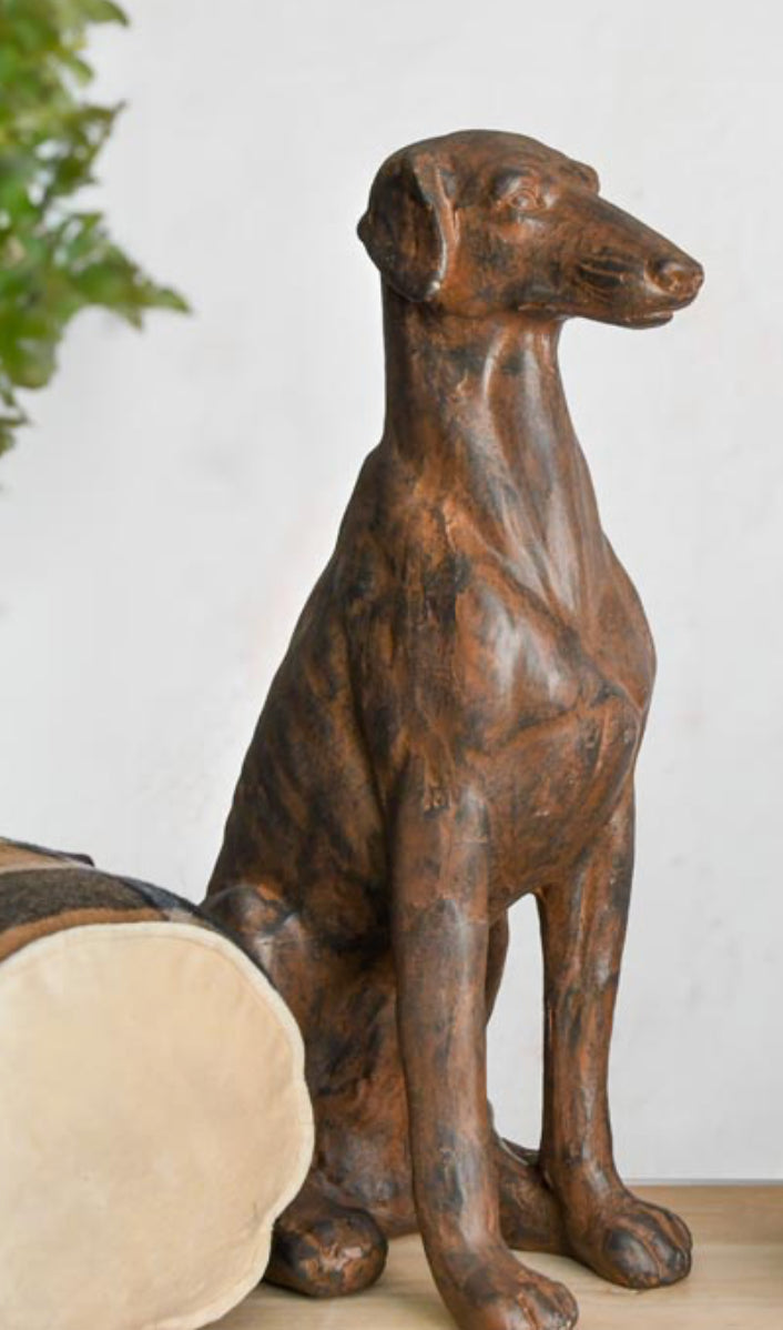 Deco hond zittend roest magnesium, 32x29x51 cm