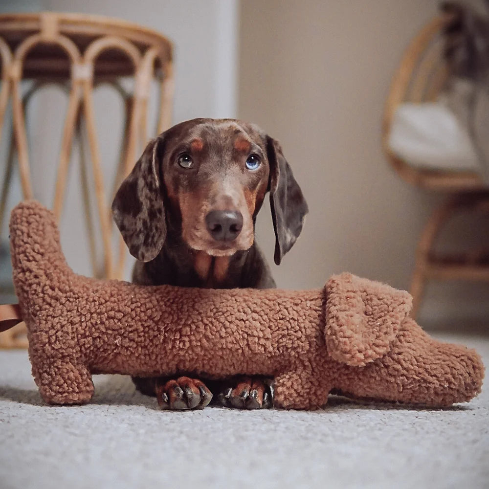 Hondenspeelgoed Teddystof Bruin Teckel ca. 44cm x 23cm