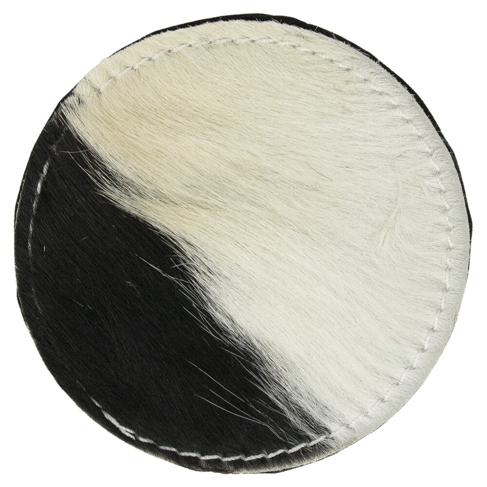 Onderzetter koehuid rond zwart/wit 10cm (set of 4)